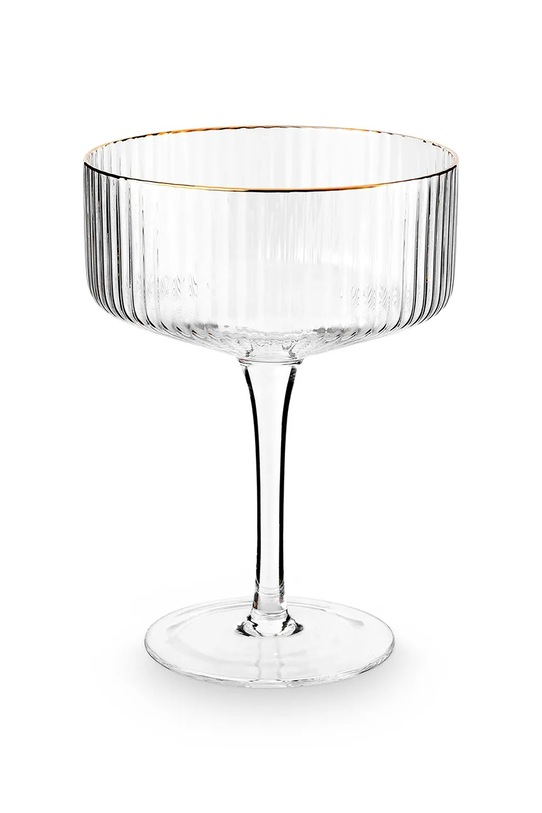 vtwonen kieliszek do szampana Gold Rim 300 ml transparentny 52133002
