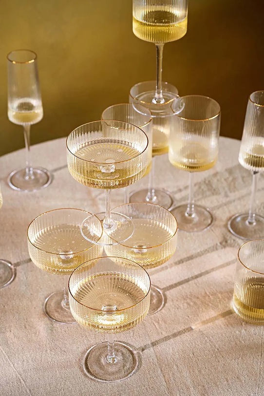 vtwonen kieliszek do szampana Gold Rim 300 ml 52133002 transparentny AA00