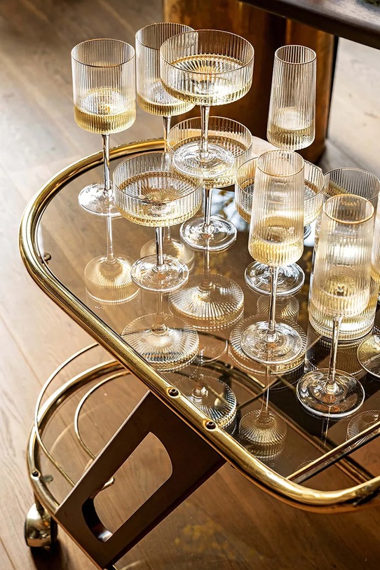 Kuchnia i bar vtwonen kieliszek do szampana Gold Rim 300 ml 52133002 transparentny