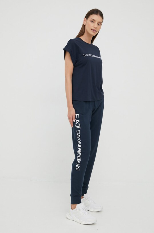 Hlače EA7 Emporio Armani pletivo mornarsko plava 8NTP85.TJCQZ