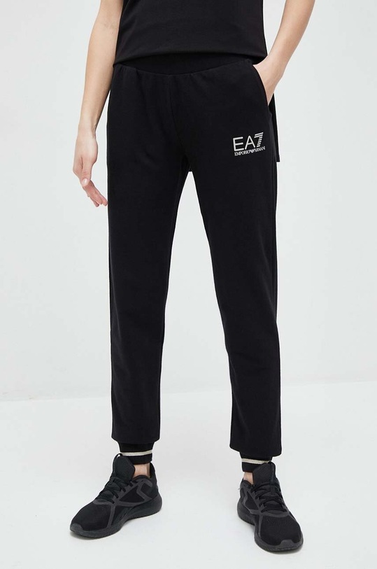 Donji dio trenirke EA7 Emporio Armani print crna 8NTP67.TJCQZ.NOS