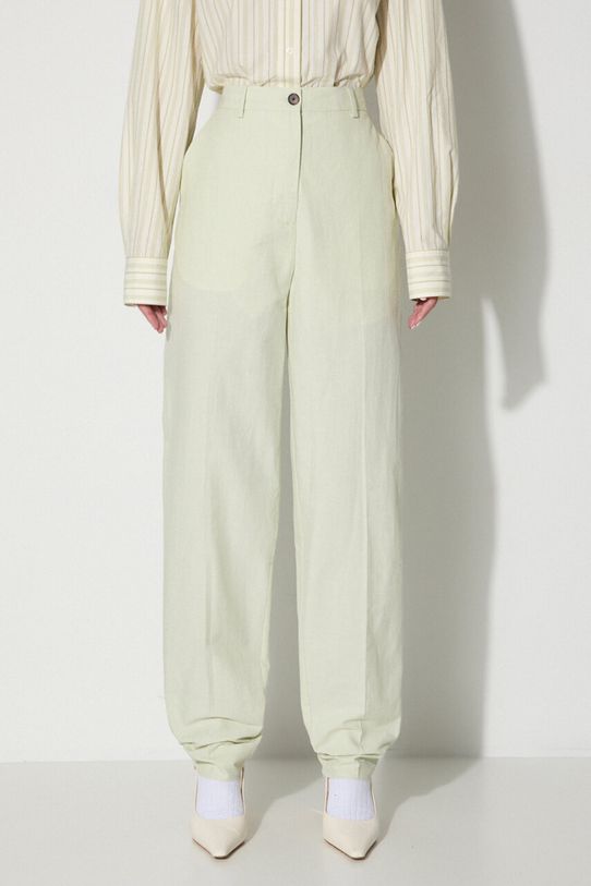 Wood Wood pantaloni in lino misto Courtney Mini Stripe Trousers