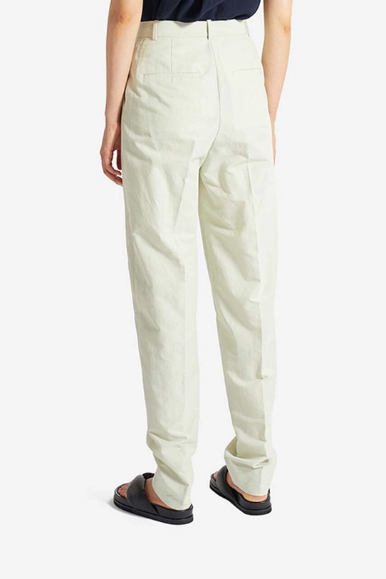 Брюки с примесью льна Wood Wood Courtney Mini Stripe Trousers 12211600.5291 зелёный AA00