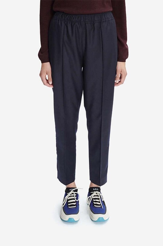 Vlnené nohavice A.P.C. jednoduchý tmavomodrá WVBBL.F08360