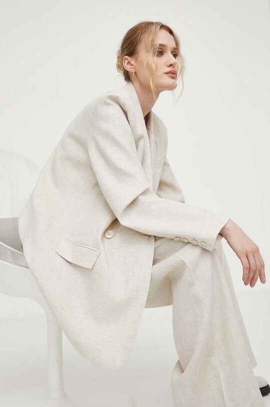 Gestuz pantaloni din amestec de in 10908814 bej AA00