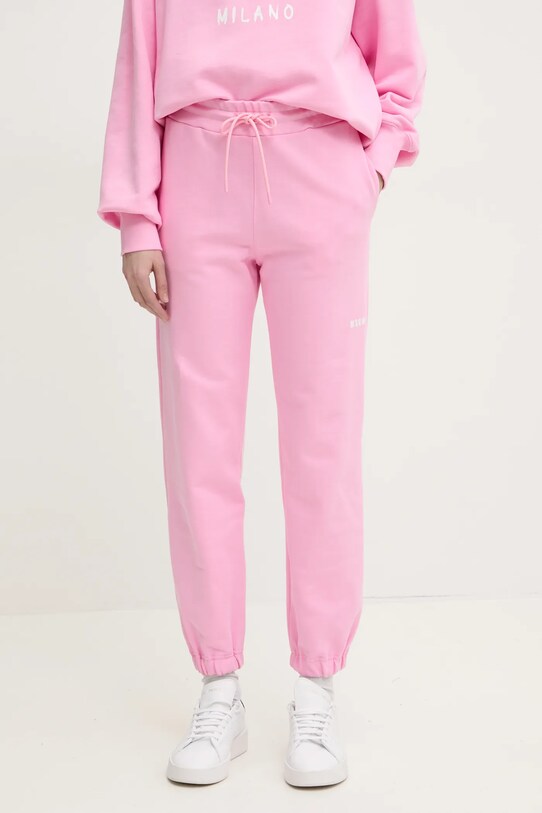Хлопковые спортивные штаны MSGM хлопок розовый 2000MDP500.300000