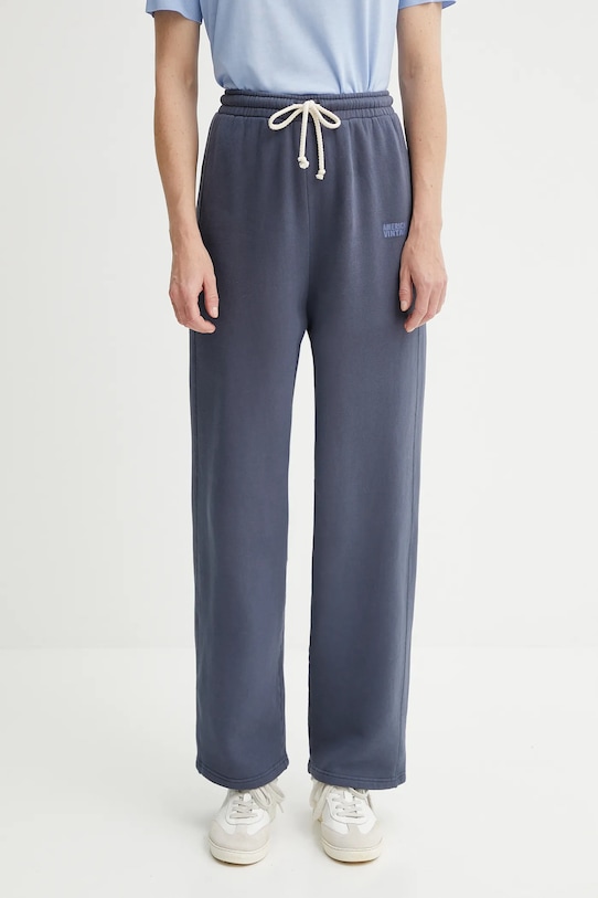 American Vintage spodnie dresowe nadruk niebieski IZU05A