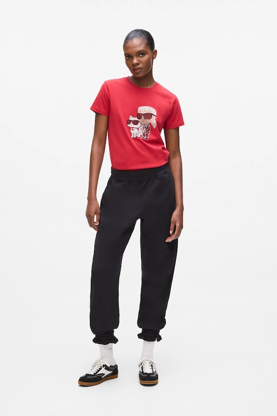 Karl Lagerfeld spodnie dresowe IKON bawełna czarny A4W10099