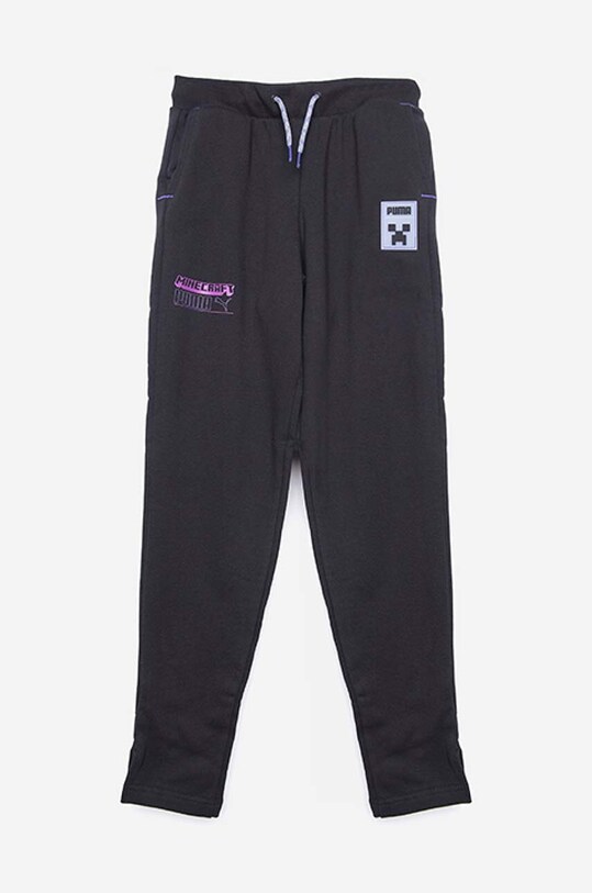 Puma pantaloni de trening din bumbac pentru copii x Minecraft bumbac negru 670364.01