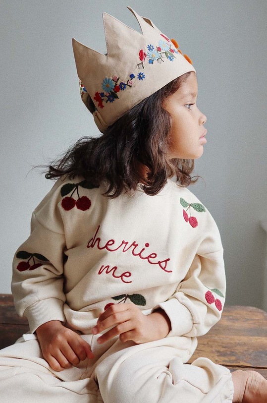 Konges Sløjd bluza dziecięca LOU SWEATSHIRT aplikacja beżowy KS5676