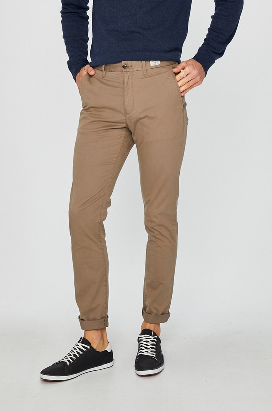 Tommy Hilfiger - Nohavice Denton Chino Org Str Twill chinos hnedá 867895043