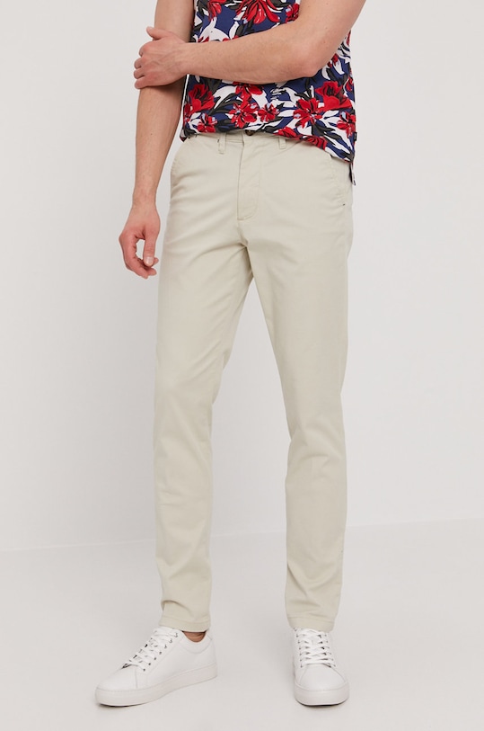 Selected Homme Spodnie z elastanem beżowy 16074054