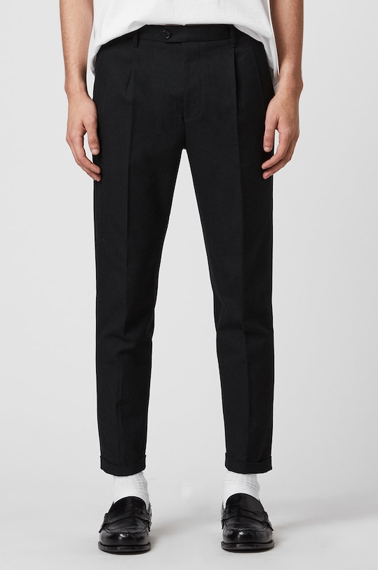 AllSaints - Kalhoty Tallis Trousers jednoduchý černá MM003J