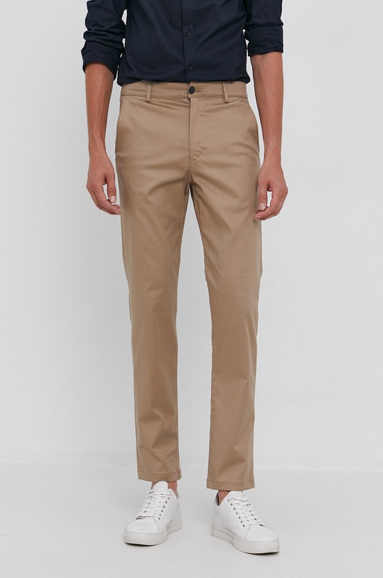Selected Homme Spodnie z elastanem beżowy 16080157