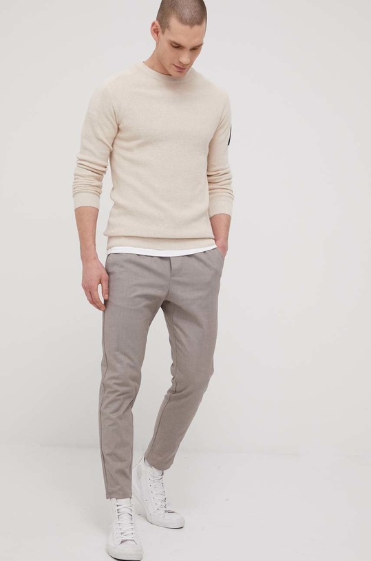 Only & Sons spodnie z elastanem beżowy 22021456.Chinchilla