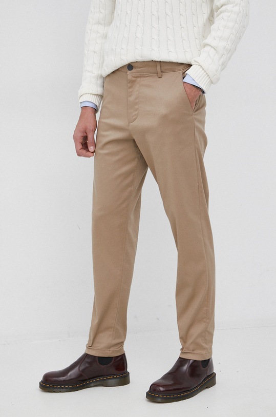 Selected Homme Spodnie tkanina beżowy 16080158.Chinchilla