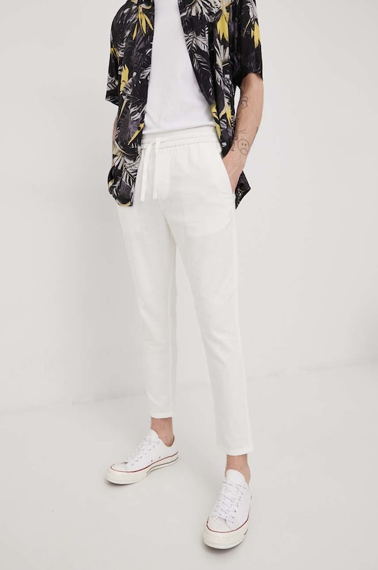 Only & Sons spodnie z domieszką lnu 22021823.BrightWhit biały AA00
