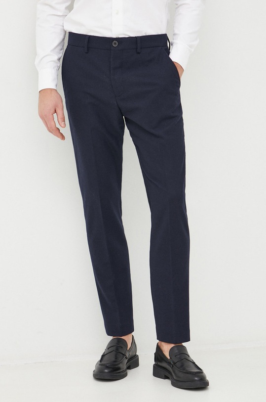 Selected Homme pantaloni din lana drept bleumarin 16085276.NavyBlazer