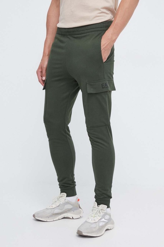 EA7 Emporio Armani spodnie dresowe bawełniane bawełna zielony 8NPP59.PJ05Z