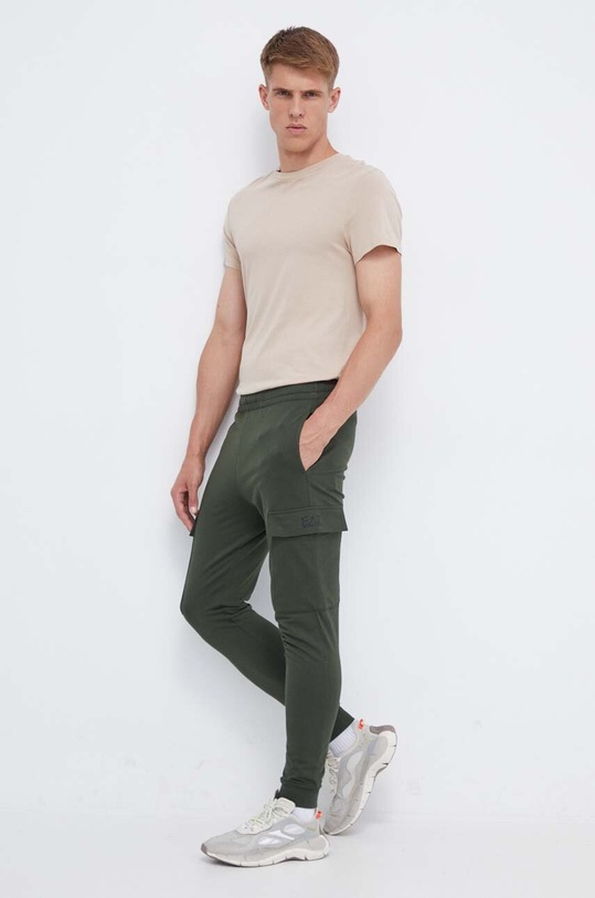 EA7 Emporio Armani spodnie dresowe bawełniane 8NPP59.PJ05Z zielony SS24