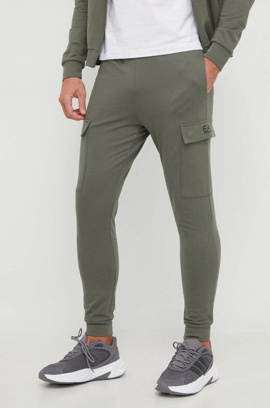EA7 Emporio Armani pantaloni de trening din bumbac bumbac verde 8NPP59.PJ05Z