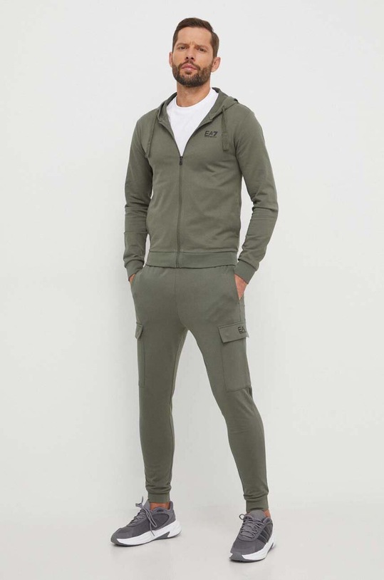EA7 Emporio Armani spodnie dresowe bawełniane 8NPP59.PJ05Z zielony SS24