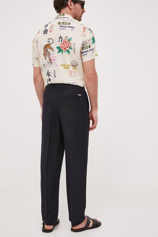 Odzież Armani Exchange spodnie lniane 8NZP15.ZNFNZ.NOS granatowy