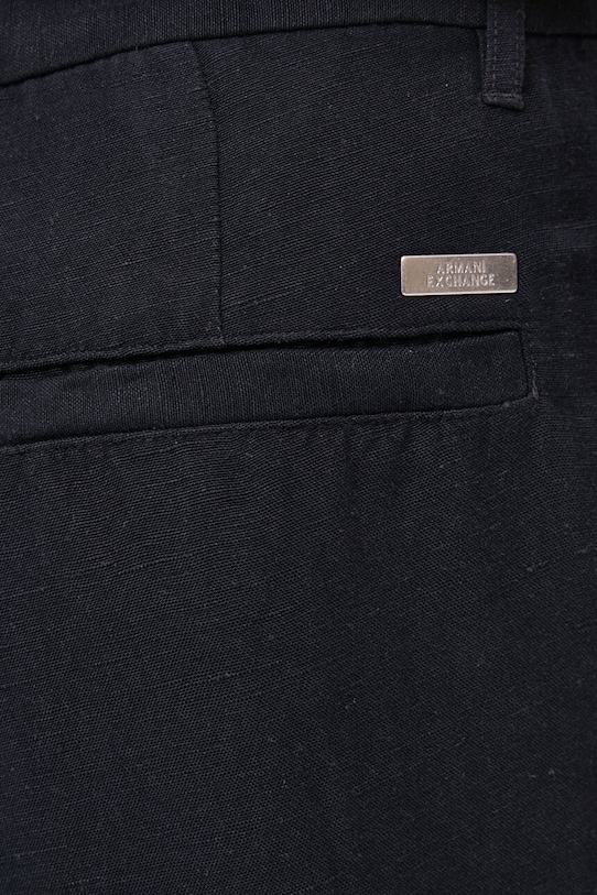 Armani Exchange spodnie lniane granatowy 8NZP15.ZNFNZ.NOS