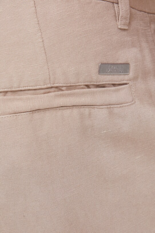Armani Exchange spodnie lniane beżowy 8NZP15.ZNFNZ.NOS