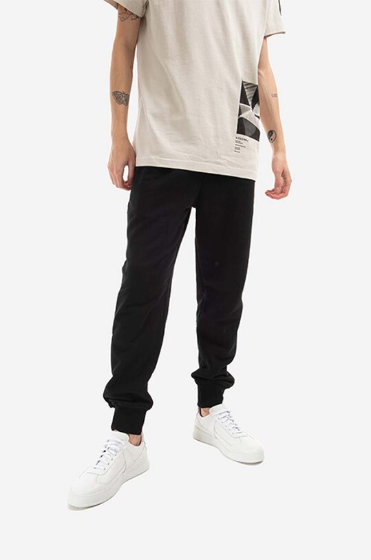A-COLD-WALL* pantaloni de trening din bumbac Essential Logo bumbac negru ACWMB096