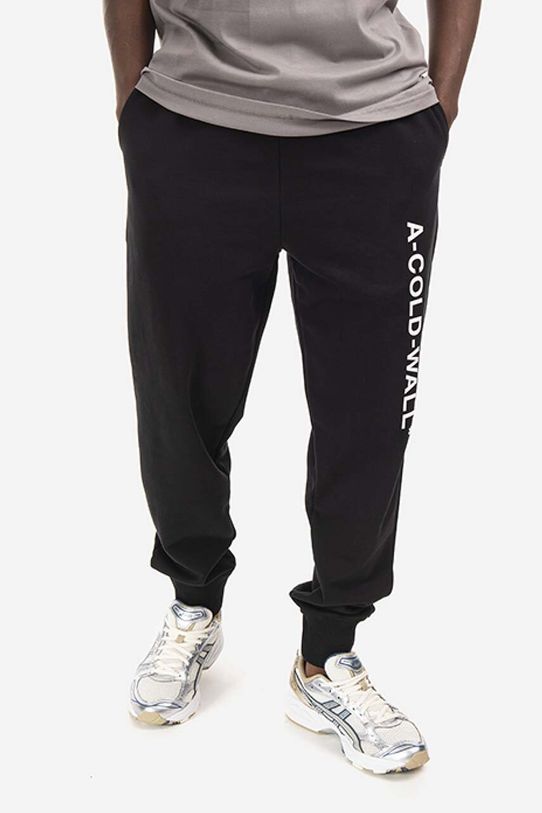 Pamučni donji dio trenirke A-COLD-WALL* Essential Logo Sweatpants pamuk crna ACWMB148.