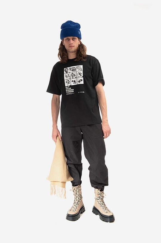 Wood Wood spodnie bawełniane Stanley Crispy Check Trousers 12235008.5274 czarny AA00