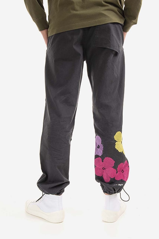 Clothing Maharishi cotton trousers Warhol Flowers Snopants 3687.BLACK black