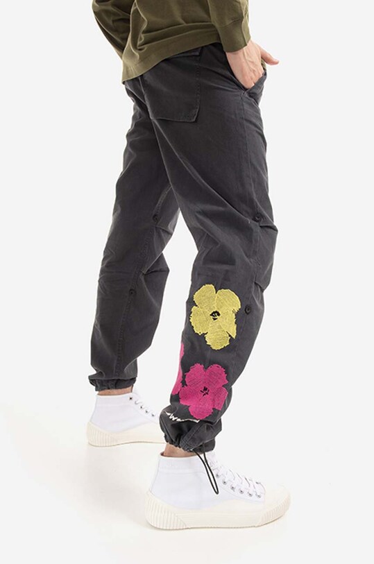 Maharishi cotton trousers Warhol Flowers Snopants 3687.BLACK