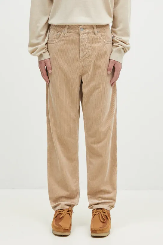 Хлопковые брюки Carhartt WIP гладкий бежевый I027232.WALL