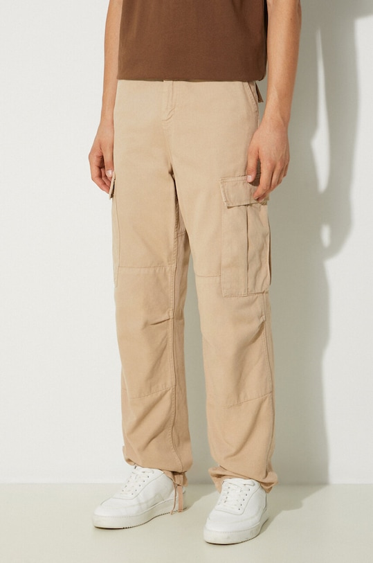 Βαμβακερό παντελόνι Carhartt WIP καφέ I030475.WALL