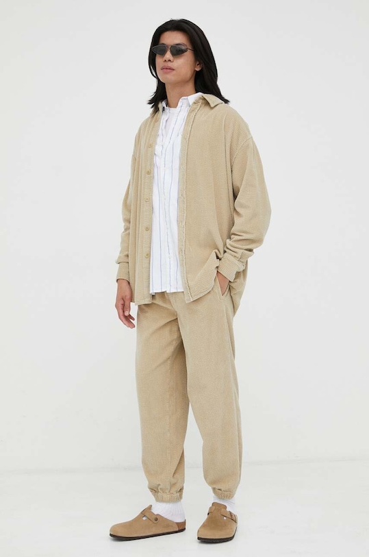American Vintage spodnie bawełniane MPADO10 beżowy AA00