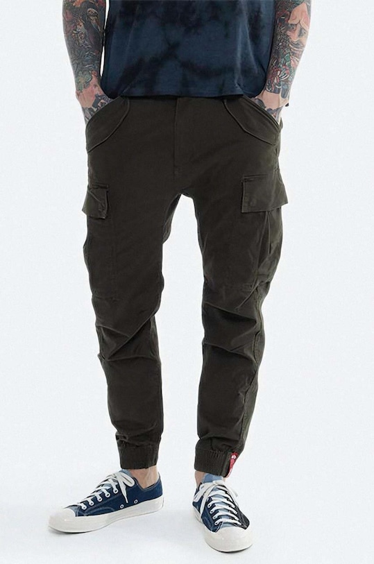 Alpha Industries pantaloni Spodnie Alpha Industries Alman Pant 188201 413 panza verde 188201.413