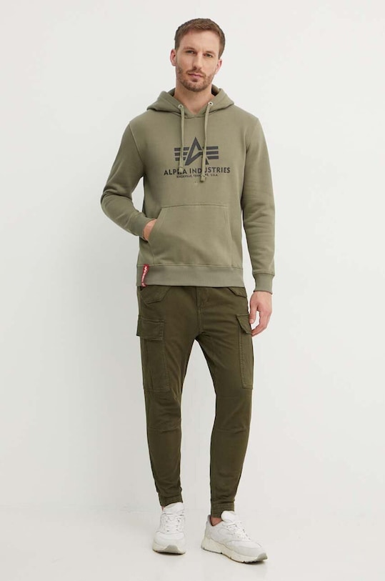 Alpha Industries pantaloni de bumbac Airman Pant 188201.142 verde AA00