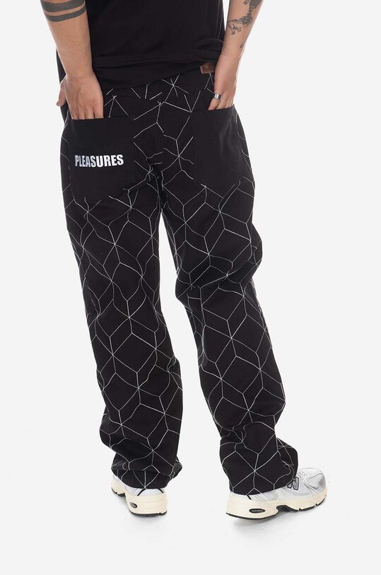 PLEASURES spodnie bawełniane Vocal Utility Pant czarny P23SP035