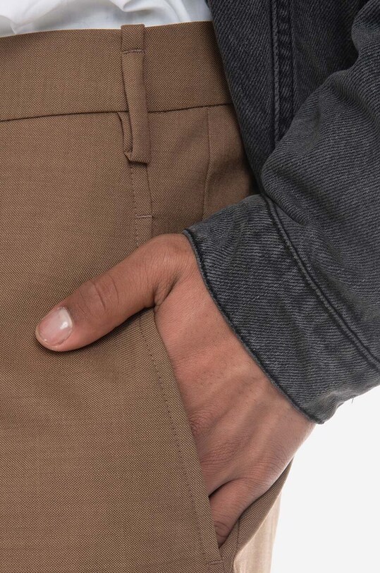 Oblečenie Nohavice s prímesou vlny Neil Barett Jack Slim Low Rise Rib Cu PBPA78S-U008 1390 PBPA78S.U008 hnedá