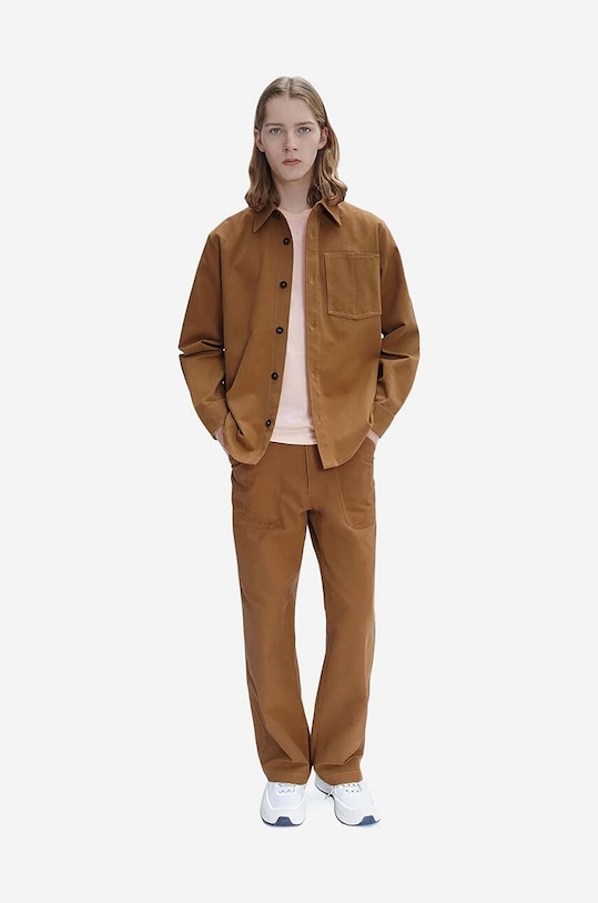 A.P.C. pantaloni de bumbac drept maro COGBJ.H08422