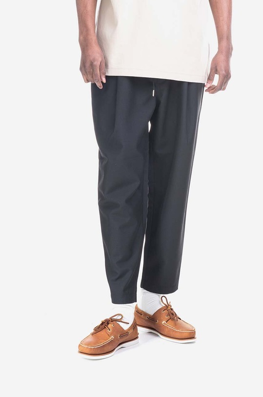 Vlněné kalhoty Drôle de Monsieur Le Pantalon Signature BP001 BLACK černá PERM.BP001.BL