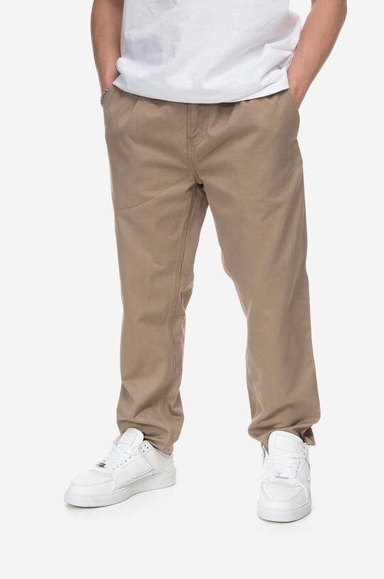 Carhartt WIP spodnie bawełniane gładkie brązowy I025934