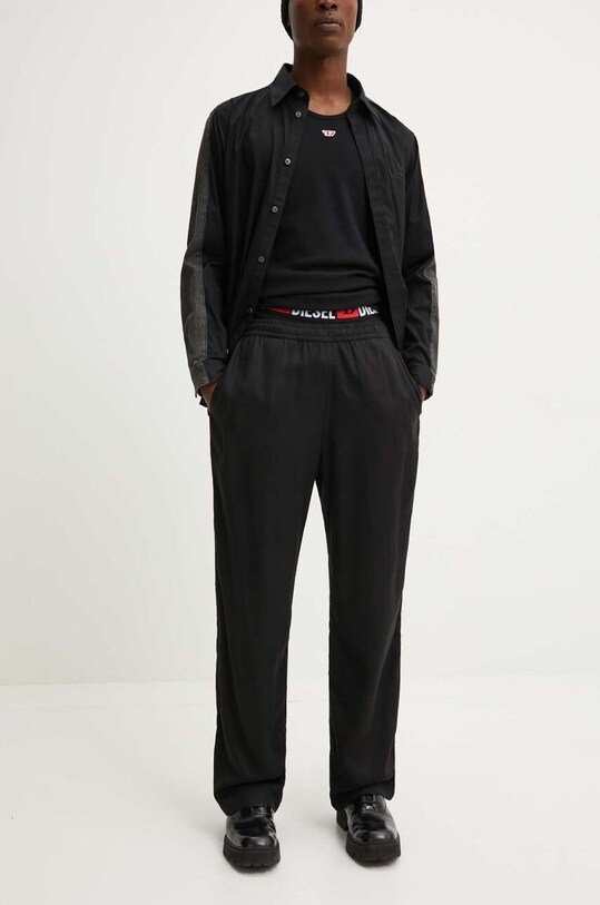 Diesel spodnie P-DREYER-C tkanina czarny A14417.0HPAG