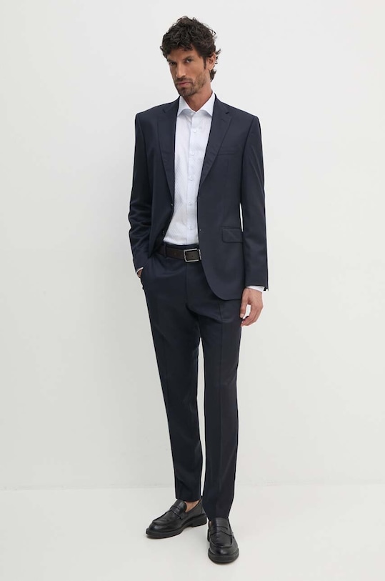 Vunene hlače BOSS 50469174 mornarsko plava AA00