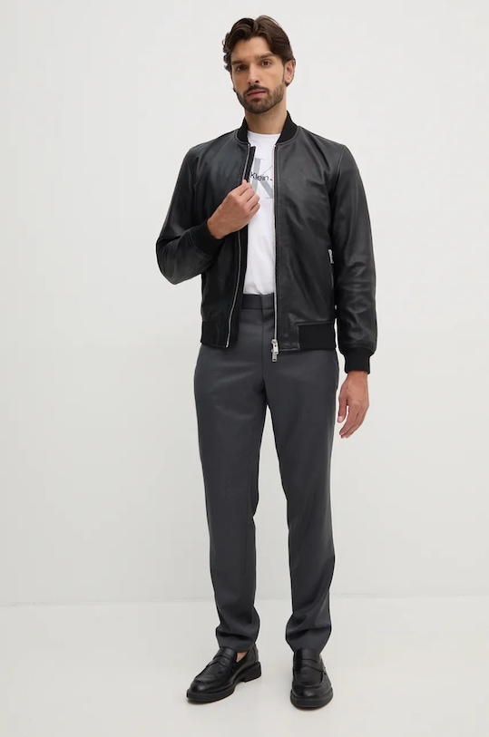 Vlněné kalhoty BOSS 50469174 šedá AA00