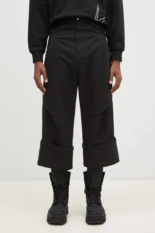 Ader Error spodnie bawełniane gładkie czarny BN01FWBT0102BK