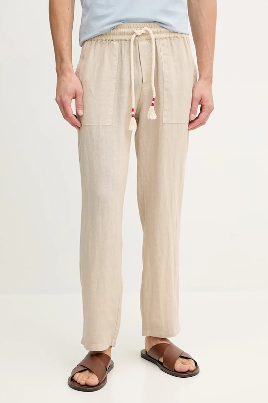 Льняные брюки MC2 Saint Barth прямой бежевый CAA0001