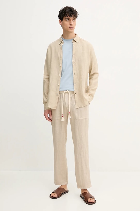 Льняные брюки MC2 Saint Barth CAA0001 бежевый AA00